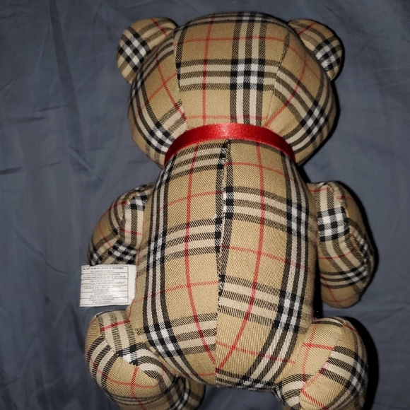 Burberry Nova Check Teddy Bear 10" Plush Red Ribbon Brown Black Red Plaid - Picture 5 of 5